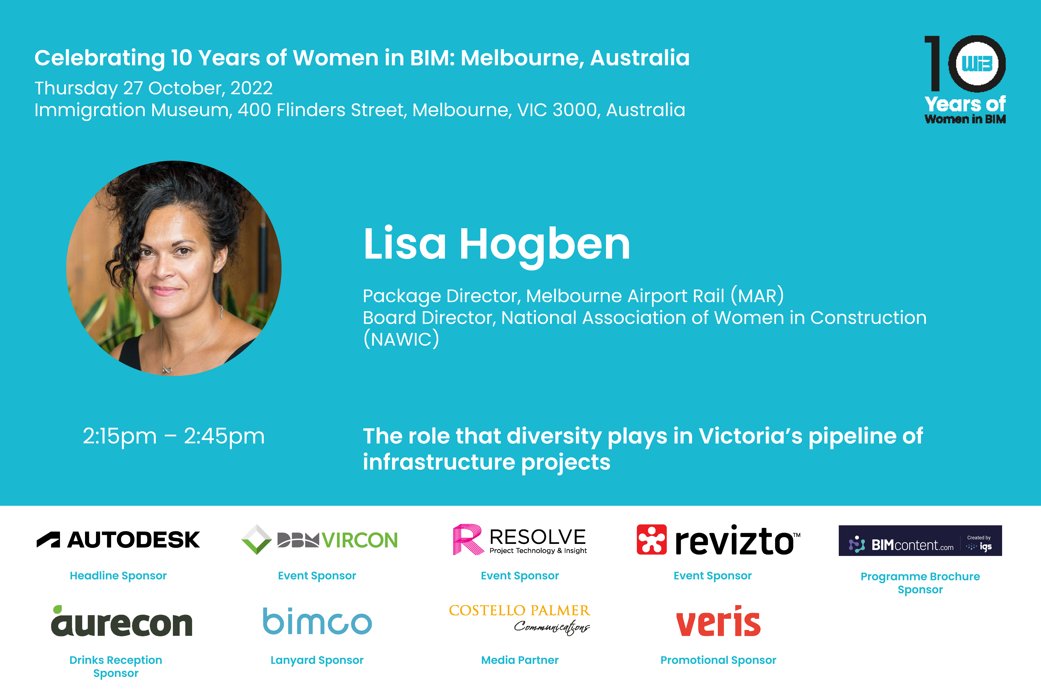 Join us Oct 27 at the WIB 10 Year Event in #melbourne to hear from Lisa Hogben from Metro Trains Melbourne. As a strong advocate for diversity &inclusion, Lisa will discuss her career pathway & experiences as a senior leader in the construction industry. lnkd.in/eCcYYpuK