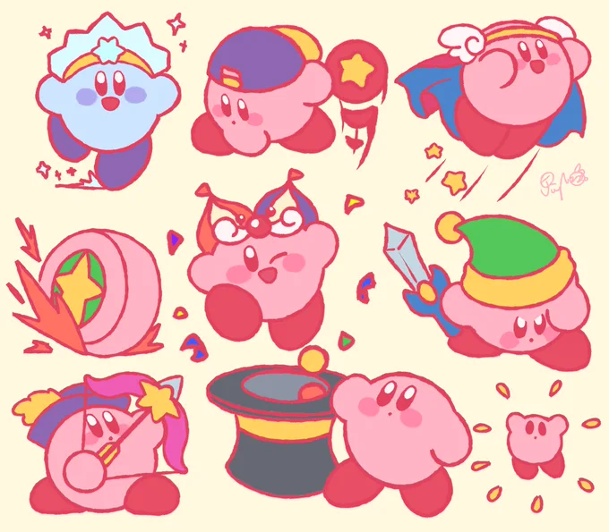 some kirb abilities (combined magic+circus)! #kirby #カービィ 