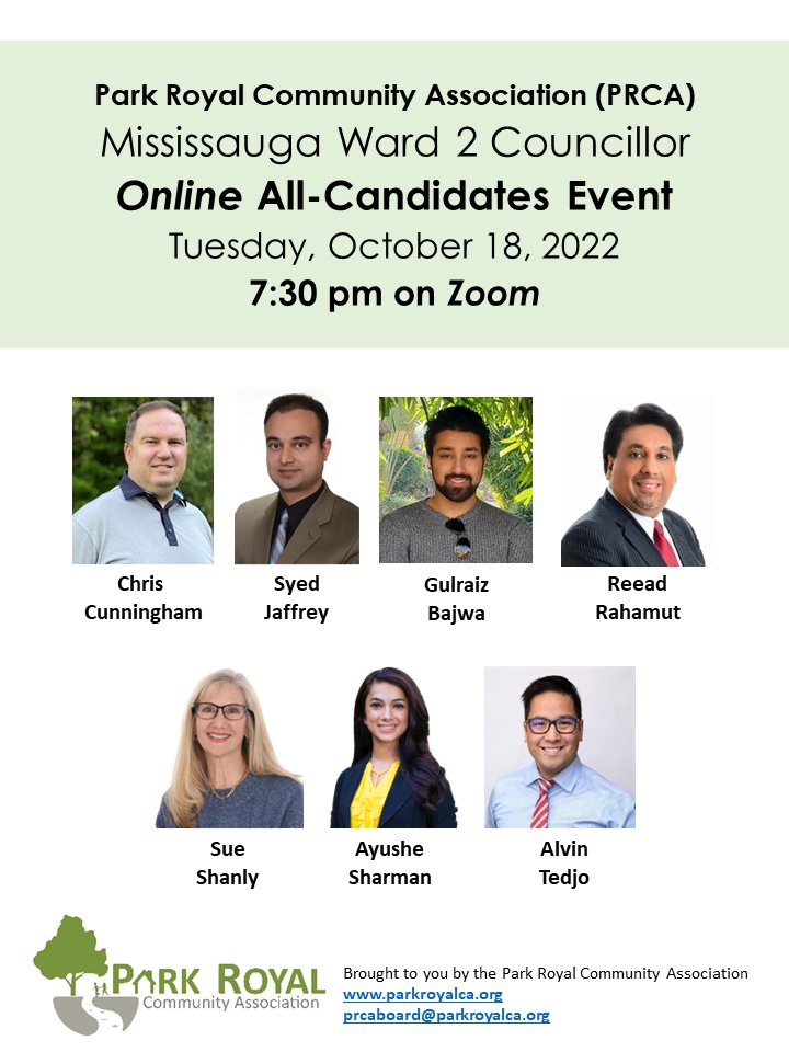 parkroyalca's tweet photo. Join us for a #Mississauga Ward 2 Councillor all-candidate event happening online, Tues. Oct. 18 at 7:30 pm. Register to attend: https://t.co/ItiOrxX4E5

#MUNICIPAL #election #ParkRoyal https://t.co/wTWYYaoEsw
