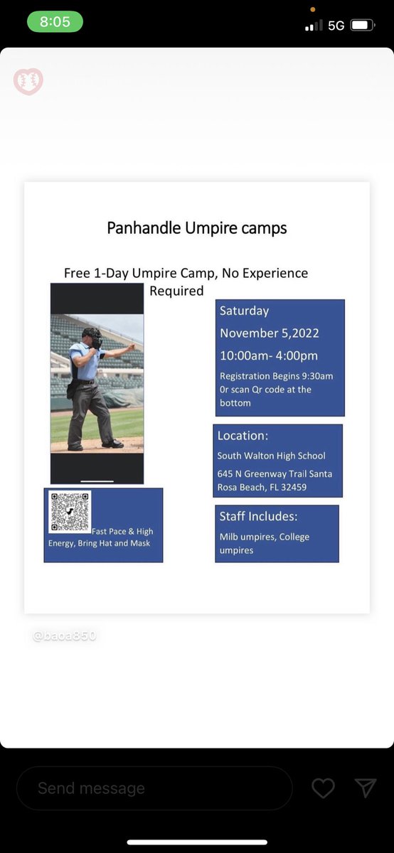 devoshield's tweet photo. No experience in umpiring but want to get into it. This is the camp for you come out November 5 and learn from milb and college umpires that will teach you the fundamentals on how to improve your game.Also for experience guys that want to improve there game on the field. https://t.co/rKNmygWPmQ