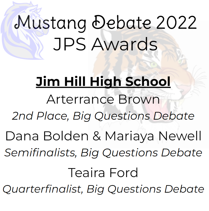 MustangDebate's tweet photo. Congratulations to our @JPSDistrict award winners at the Mustang Debate Invitational last weekend! #JPSStrong https://t.co/Cd4jgB0gPq