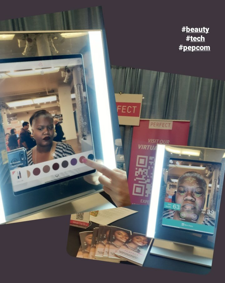 Loving the <a href="/YouCamApps/">Perfect Corp.</a> AI/#AR tech seen during @pepcomevents. It allows you to preview makeup, hair color, jewel and more.

Also the AI Skin Analysis is an AMAZING tool to track skin health and concerns. 

#pepcomevents #pepcom #beauty #skincare #tech