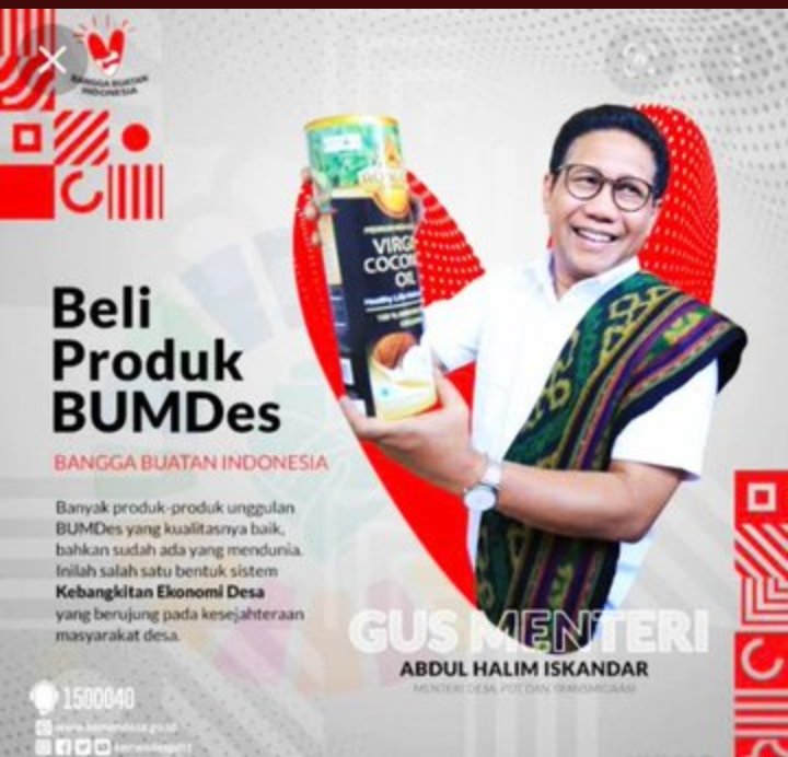 #DesaBanggaBuatanIndonesia
Bangga produk Lokal Desa
Cintailah produk Asli Indonesia
Bangga Produk Indonesia
<a href="/jokowi/">Joko Widodo</a> 
<a href="/halimiskandarnu/">ABDUL HALIM ISKANDAR</a>
@Kemendespdtt
<a href="/taufikmadjid71/">IG : taufik.madjid</a>
<a href="/Iskandar__NH/">Iskandar Nur Hasan</a> 
<a href="/MasMukhlish182/">Moh_Mukhlish182🔝</a> 
<a href="/Hizbullohhuda1/">wak kaji hizbulloh</a> 
<a href="/masnafik/">misbakhun nafik</a> 
<a href="/arisaputrop3md/">A.S. WIBOWO</a>
<a href="/feri_sus77bkl/">Feri Susanto</a>
<a href="/yurmanengsi/">Yurmanengsi</a>