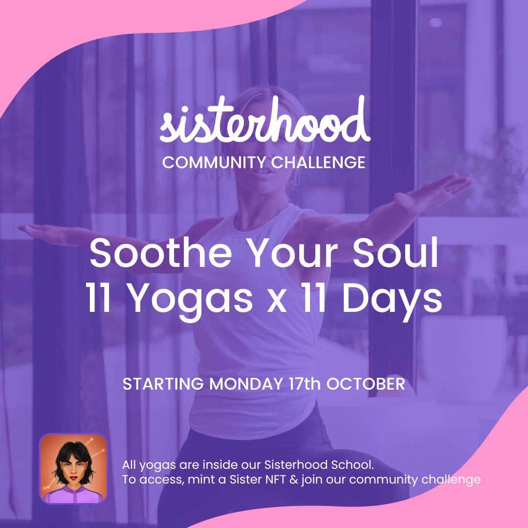 pamcaldwell_'s tweet photo. I actually can’t wait to do this challenge with our @Sisterhoodclub_  community! One big dream team finding their inner zen! 🧘‍♀️ 😃 It’s our 1st ever challenge utilising our utility to bring everyone together. 🙌🏼

#Web3  #NFTCommunity #NFTs https://t.co/Oh1bKqklBE