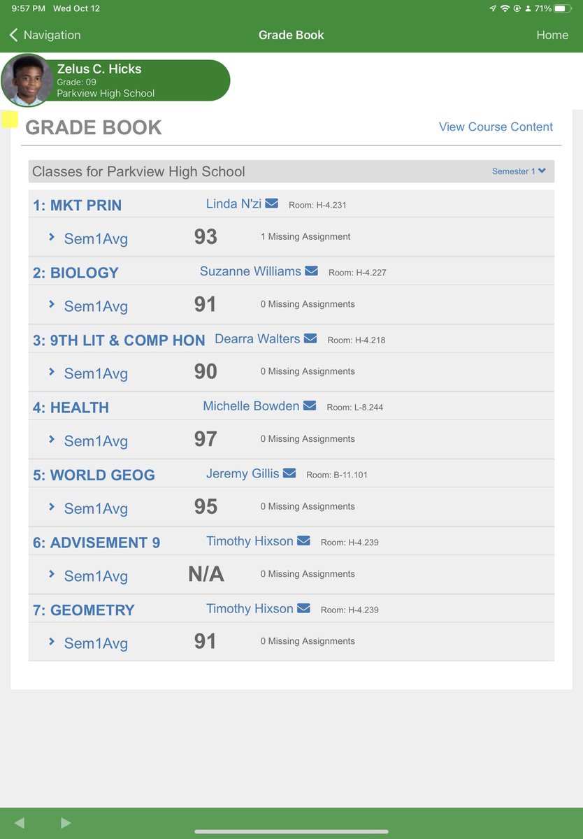 Zelus_Hicks's tweet photo. My parents a Always told me student first then athlete #gradecheck https://t.co/UWXoMEvK9P