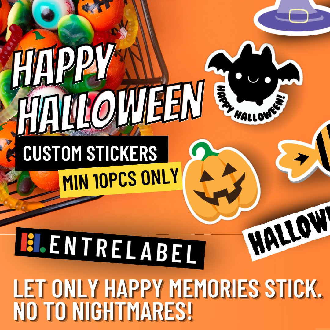 EntreLabel's tweet image. Let happy memories from this celebration stick with us.

EntreLabel wishes you a spooktacular Halloween!
#halloween #entrelabel #stickers #customshirts #branding #makeyourmark