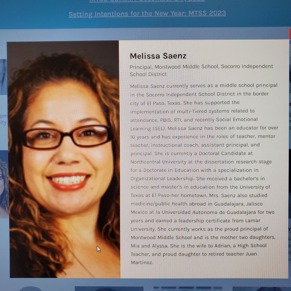 Dr. Melissa (Martinez) Saenz (@montwood_ms) on Twitter photo Super excited to present at this year's <a href="/BranchingMinds/">Branching Minds — Your MTSS Partner</a> MTSS Summit alongside so many others amazing presenters! Proud to represent our <a href="/Montwood_MS/">Dr. Melissa (Martinez) Saenz</a> <a href="/SocorroISD/">Socorro ISD</a> and EPTX Borderland Community 🙂 #ExcellenceAndBeyond Super excited to present at this year's <a href="/BranchingMinds/">Branching Minds — Your MTSS Partner</a> MTSS Summit alongside so many others amazing presenters! Proud to represent our <a href="/Montwood_MS/">Dr. Melissa (Martinez) Saenz</a> <a href="/SocorroISD/">Socorro ISD</a> and EPTX Borderland Community 🙂 #ExcellenceAndBeyond