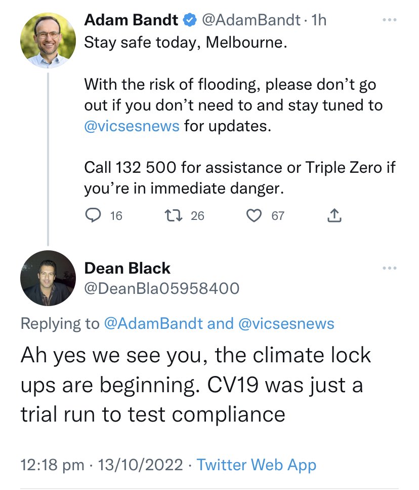 nickschadegg's tweet photo. covid lockdowns were just the beginning. soon they will take away our right to drive a car through moving floodwater https://t.co/OWuYV5WK30