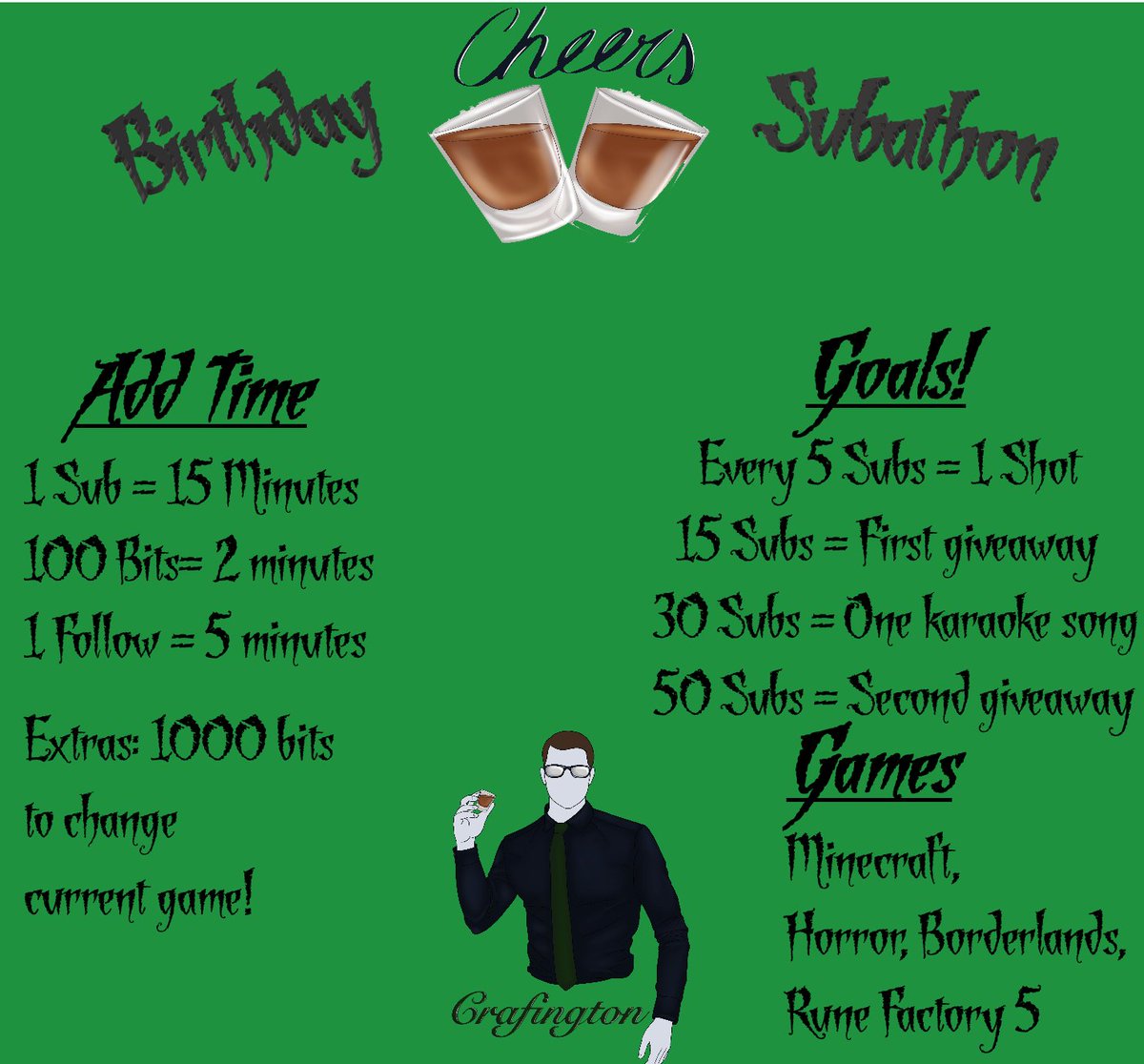 Okay guys so next wednsday we will be doing a birthday Subathon for my big 3 0! We will be getting started at 10 A.M. Central and ending when we are done so I hope to see you guys there to help me celebrate being an old man Love you guys!!! #birthday #Minecraft #stream
