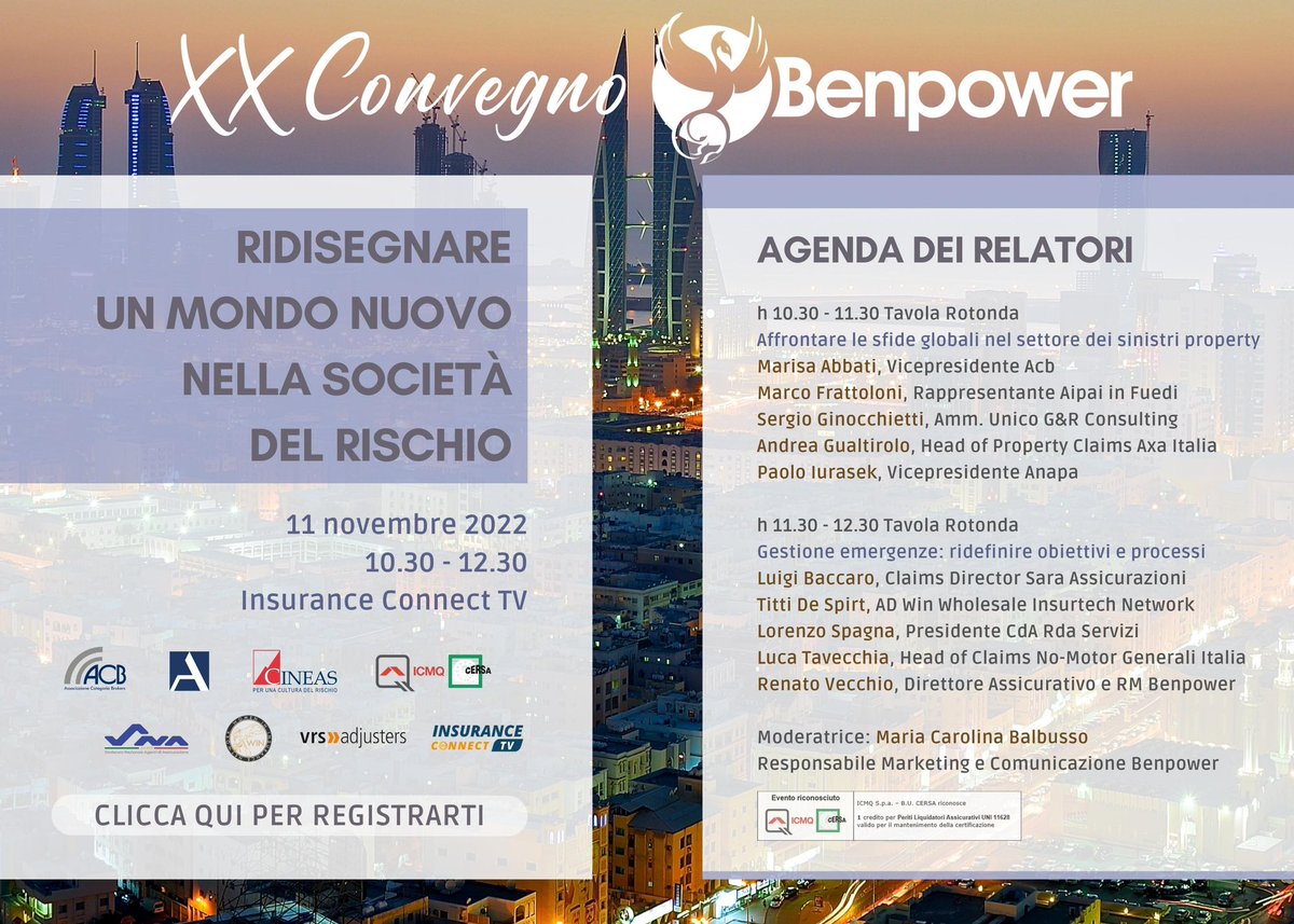 Torna in grande stile il XX Convegno Benpower. Clicca sul link per registrarti, l’adesione online è gratuita:
insuranceconnect.tv/ridisegnare-un… #benpower #propertyrestoration