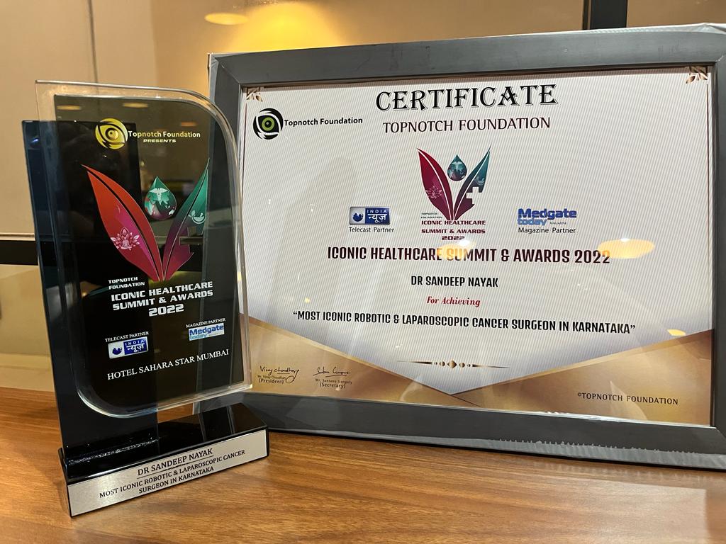 sandeepnayakp's tweet photo. It is an honour to be recognised as the Most Iconic Robotic & Laparoscopic Cancer Surgeon by the Topnotch Foundation.
Many thanks to Ms. Vishaka Goyal, Co-Founder of Clinicspots, for receiving the award on my behalf.
.
.
#grateful #roboticsurgeon #topnotchfoundation https://t.co/jDCGjyfPTm
