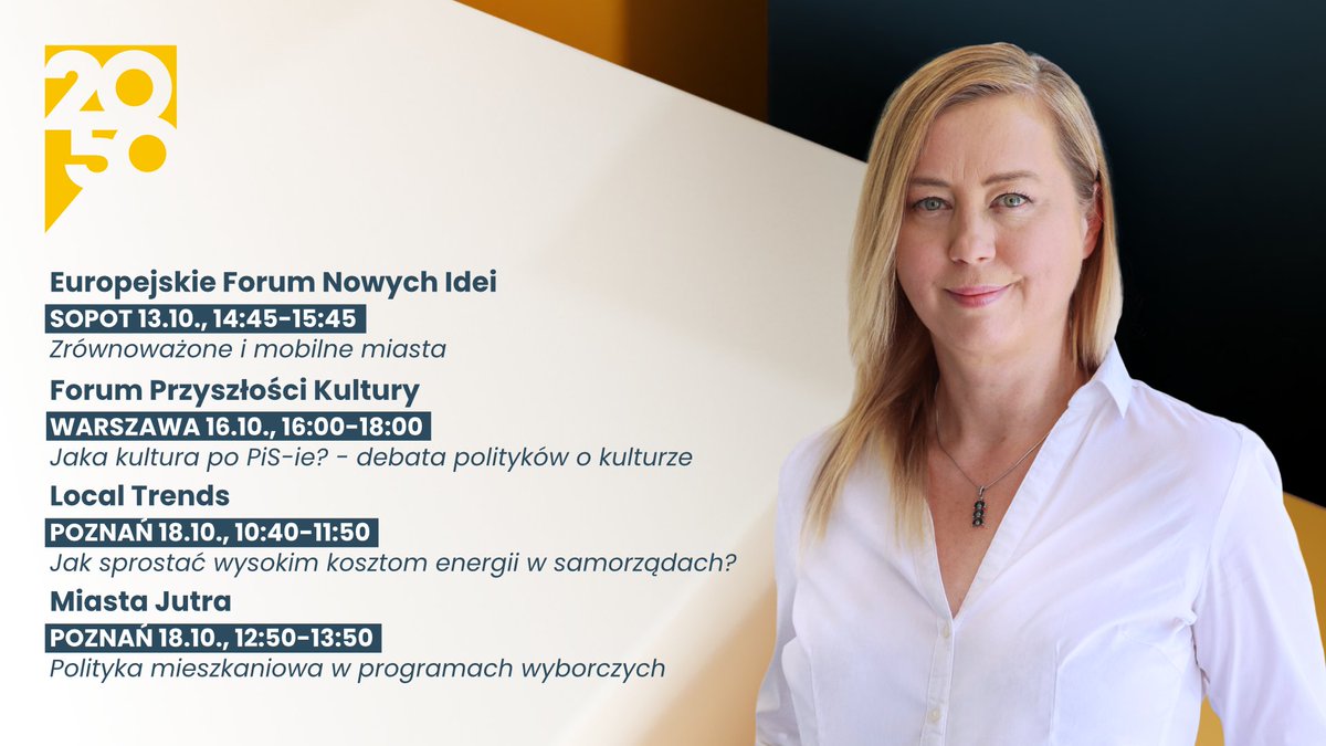 Zrównoważone miasta, mieszkania, koszty energii w samorządach i kultura. Przede mną kilka ciekawych dyskusji na <a href="/EFNI_Poland/">EFNI</a>  @LocalTrendsCon <a href="/forumFPK/">Forum Przyszłości Kultury</a>  i kongresie <a href="/PZFD_/">PZFD</a>  Miasta Jutra. 
Zapraszam serdecznie na te spotkania!