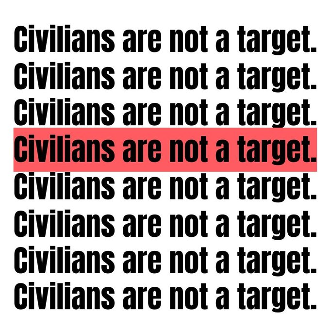 The rules of war are clear. Civilians, including medical personnel and aid workers must be always protected and never targeted. All parties to any conflict must respect and follow International Humanitarian Law which is not a choice, but an obligation. #NotATarget