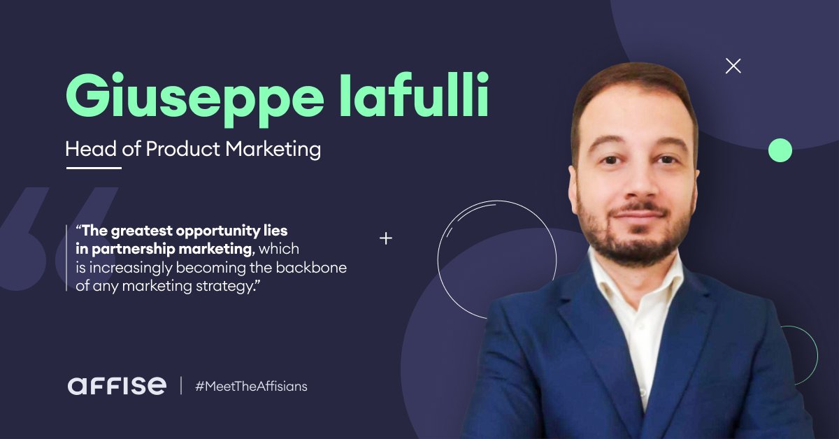 GetAffise's tweet photo. We couldn't be prouder to share that Giuseppe Iafulli is our new Head of Product Marketing.π We are delighted to congratulate Giuseppe π #ProductMarketing #PartnerMarketing #GetAffise https://t.co/2NMfe2ItVY