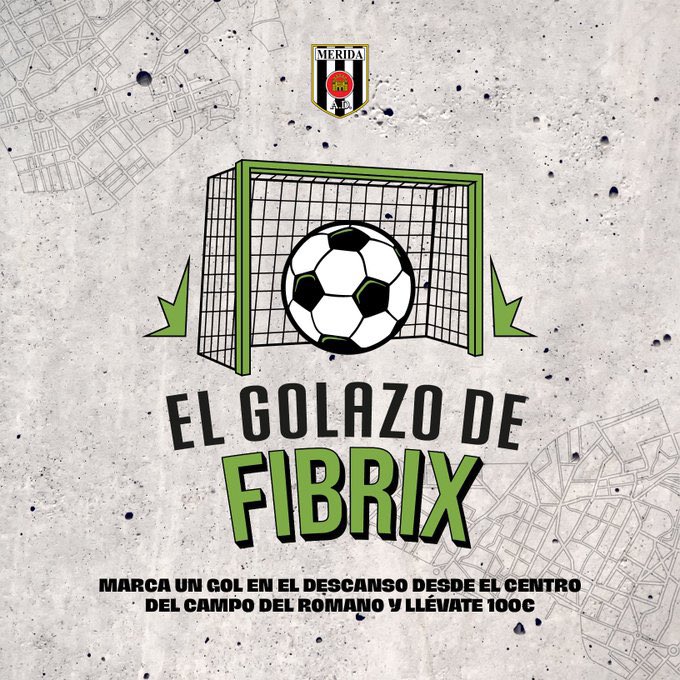 Merida_AD's tweet photo. 🤑 ¿Quieres tirar desde el medio del campo del Romano y ganar 100€ en el #MéridaRealMadridCastilla?

🥅⚽️ ¡Hazlo con 'El Golazo de @Fibrix_'! 

📲 Sigue al @Merida_AD y a @Fibrix_ 

🔄 Haz Rt

👥 Menciona a la persona con la que compartirás el premio https://t.co/YRQOthqPL2