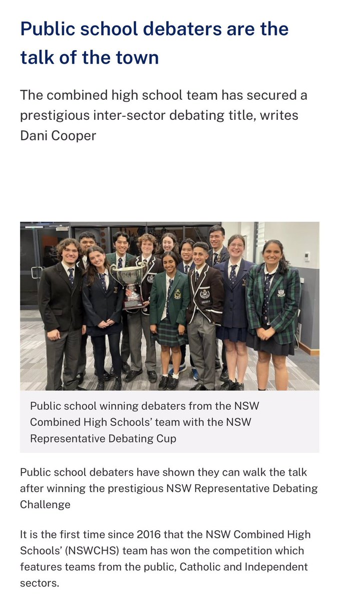 dizdarm's tweet photo. Congrats to our NSW Combined High Schools’ team for winning the NSW Representative Debating Challenge! Well done to students from Caringbah, Smiths Hill, James Ruse Ag, Sydney Girls, @SydneyBoysHigh @RootyHillHS @NthSydBoysHS Nth Sydney Girls, &amp; Merewether https://t.co/WOmTsJ7uD3 https://t.co/Q5XSBKjQuB