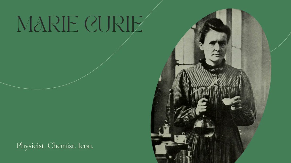 Marie Curie was a physicist &amp; chemist who conducted pioneering research on radioactivity. She was the 1st woman to win a Nobel Prize, 1st person to win the Nobel Prize twice &amp; only person to win the Nobel Prize in two scientific fields. Icon!
#SciComm #WomenInSTEM #sciencehistory