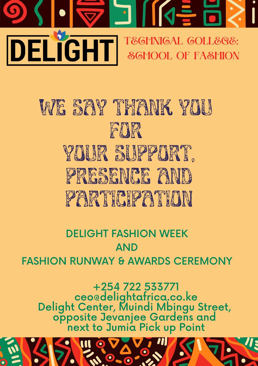 TailoringKenya's tweet photo. Our hearts are full, Thank you for your contribution to #delightfashionweek success.
We do it again in 2023
 #fashionshow #runway #nairobi #celebratingculture #fashion  #culture #fabricmanipulation #arts   #makeitkenya #buykenyabuildkenya  #model 
#madeinkeny #exhibition #kenya https://t.co/1AzIsNFC3r