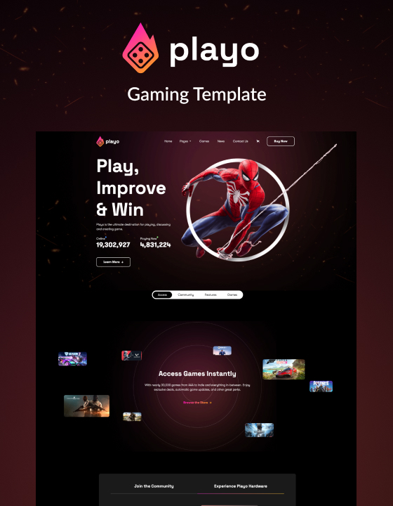 FlowSites's tweet photo. Playo 128 is a new Webflow template in the Game category. It supports Ecommerce and CMS and sells for $79 USD. #webflow #webflowtemplate #flowsites #Gametemplate https://t.co/XlDWKftCiX https://t.co/uKEPNHtQem