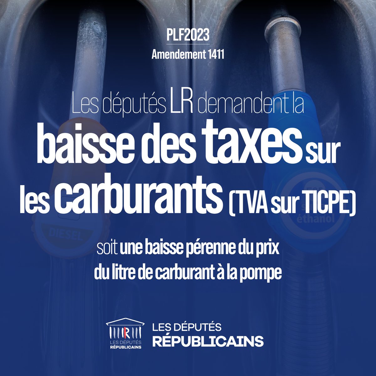 droiterep_an's tweet photo. #PLF2023 - Les députés @lesRepublicains demandent la baisse des taxes sur les carburants (TVA sur TICPE) soit une baisse pérenne du prix du litre de carburant à la pompe. #DirectAN https://t.co/f4FlUUjEZI