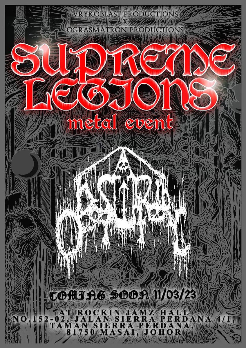 Pleased to confirm our participation in next year’s Supreme Legions metal event, taking place on 11th March in South Malaysia. See you later parasites! 🦠