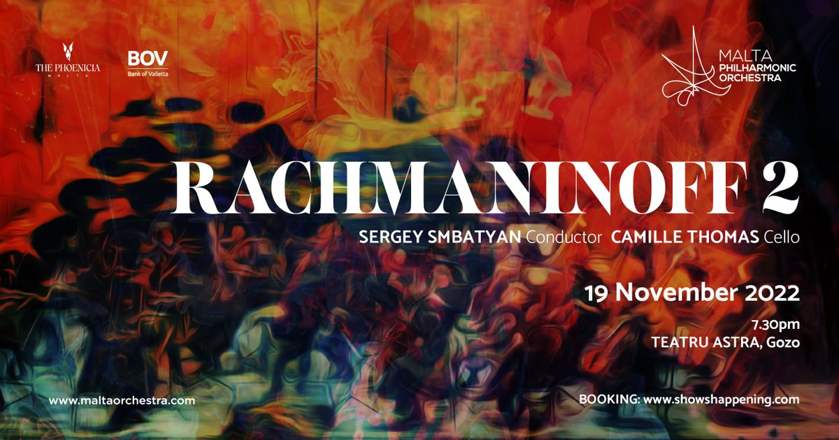 The MPO returns to Teatru Astra to perform in Rachmaninoff 2! An early-bird offer of 15% is available until the 23 October, 2022. 👉 Book Now: showshappening.com/MPO/Rachmanino… Rachmaninoff 2 📆19 November 2022 📍Teatru Astra