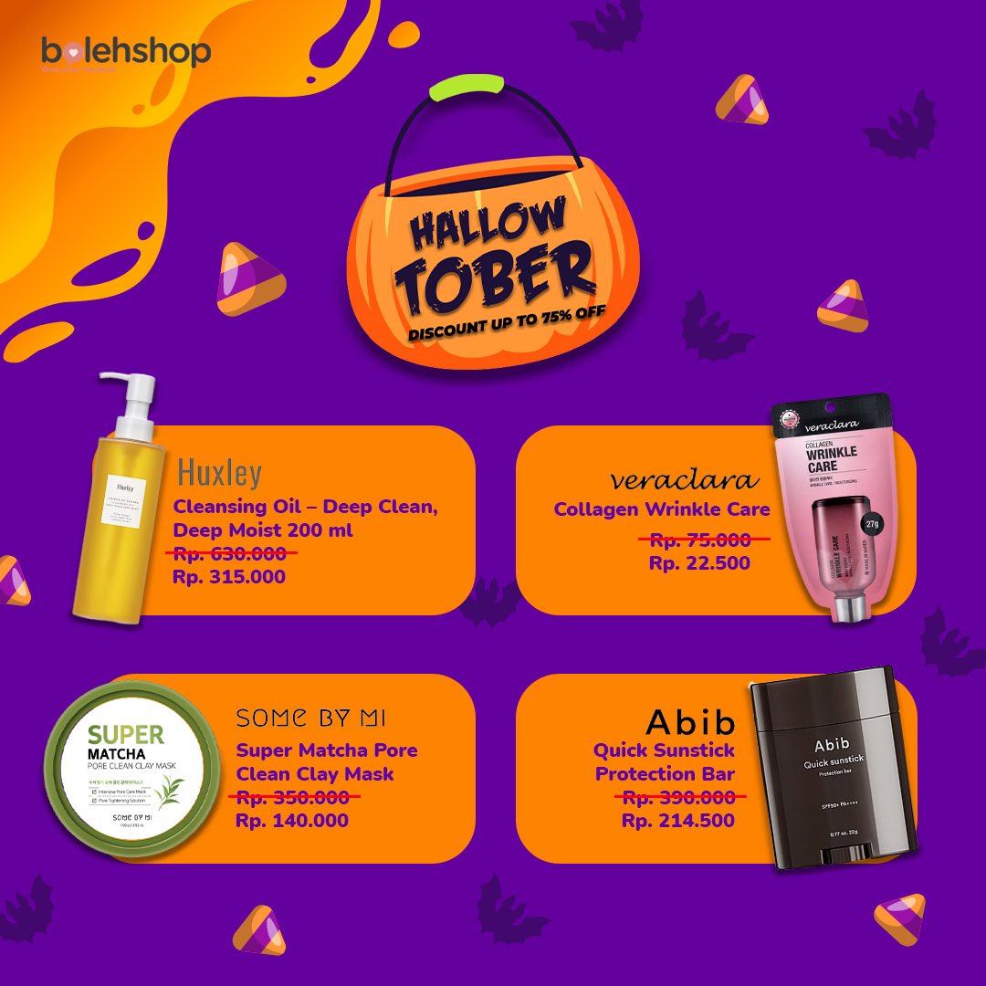 BolehShop's tweet photo. HallowTOBER masih disini!
Yuk jangan sampe ketinggalan DISKON up to 75%!!
Cuss langsung aja melipir ke website bolehshop K-Beautiest✨✨

https://t.co/333M6HeYel

#kbeauty #skincarekorea #koreanskincare https://t.co/GZc3mqLQpE