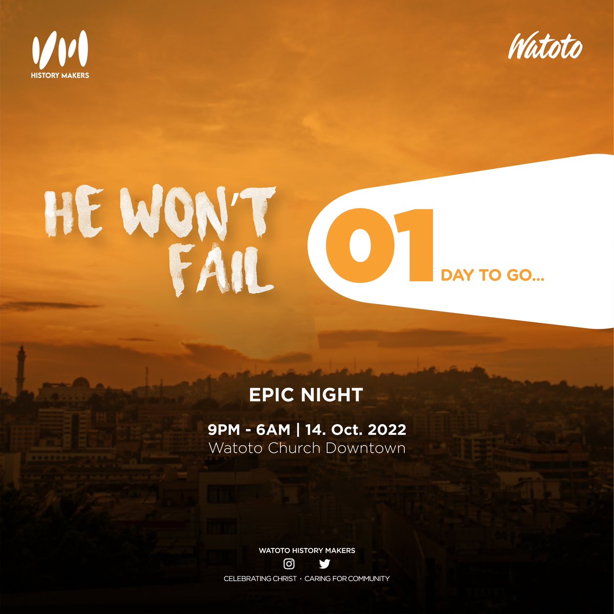 ZaneSoll's tweet photo. Just 1 Day to go. Make it a point to come with a friend or friends to pray with through the night. Can’t wait to see you all. @watotoHM @watotochurch https://t.co/X85TDWeSi3