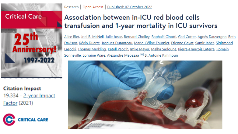 #CritCare #OpenAccess In-ICU #red_blood_cells #transfusion is associated with higher 1-year #mortality among in-ICU survivors bit.ly/3CR5Z3W @jlvincen @ISICEM #FOAMed #FOAMcc #blood_transfusion #ICU