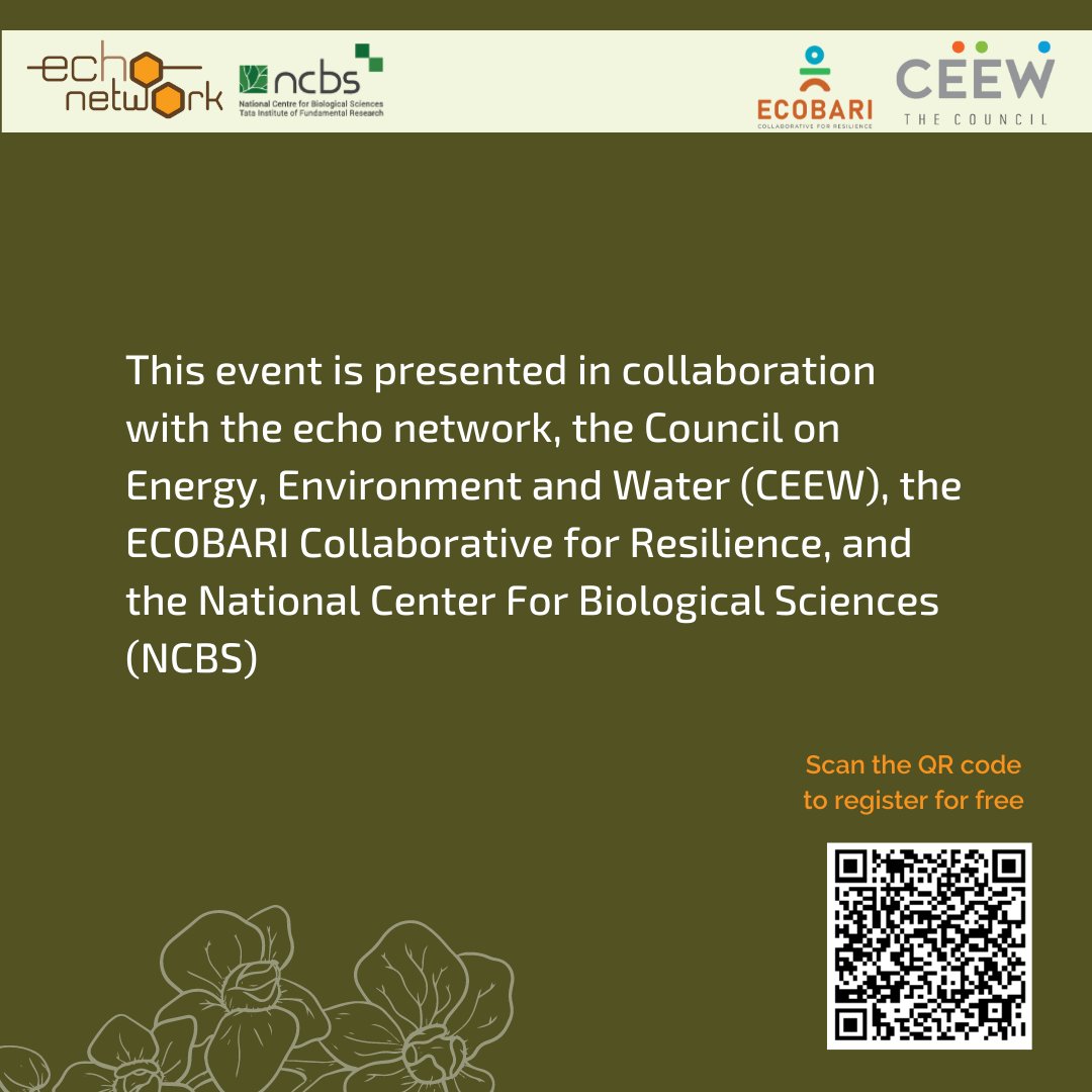 theechonetwork's tweet image. Join us for an interactive #filmscreening &amp;amp; panel discussion on 19th Oct at @NCBS_Bangalore 
Meet our esteemed #panelists &amp;amp; #speakers 

To register for free click here: echonetwork.pub/BuildingResili…

@hansikasingh @maybeEcosystems @WOTRIndia @BaglaNayantara @CEEWIndia @azimpremjiuniv