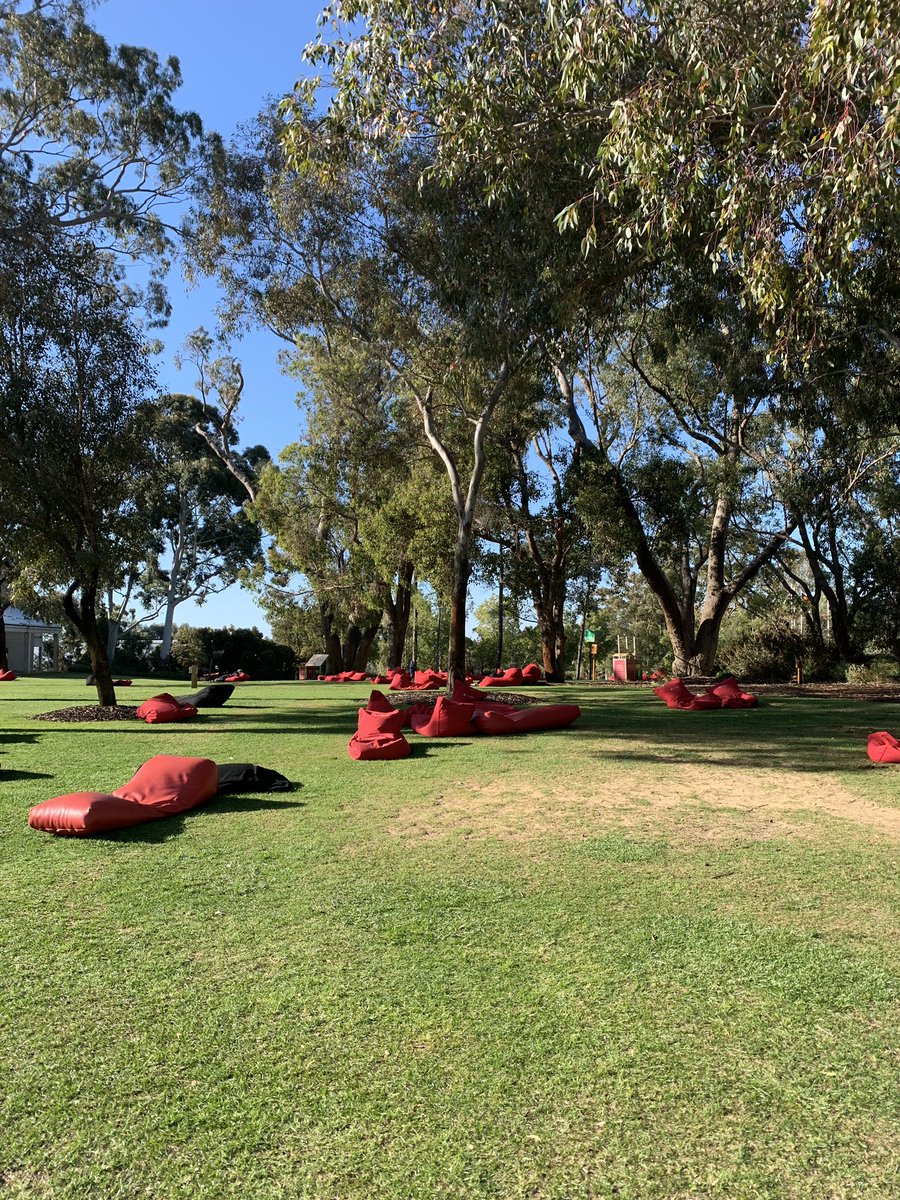 andypriestner's tweet image. I know I’m only halfway through here but I’m already sentimental about sitting on a beanbag eating amazing vegetable spring rolls under these trees #uxtour @MurdochUni @murdochlibrary