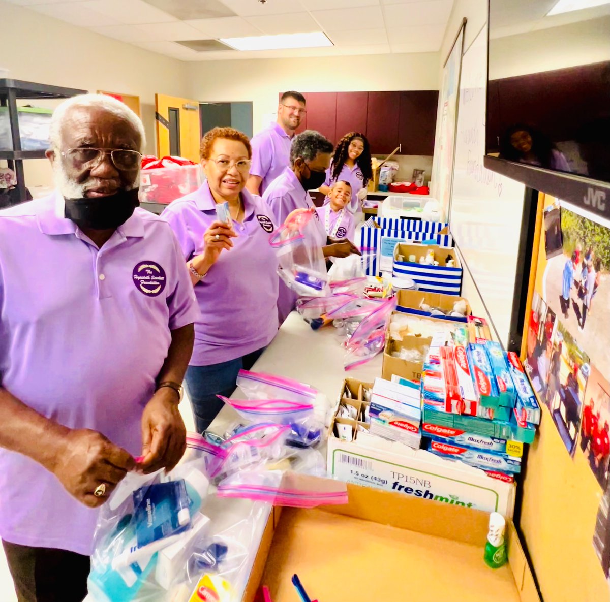 HScarlettOrg's tweet photo. We put together 160 bags of much needed items as part of the Mobile Outreach team with The Salvation Army Daytona Beach—holiday stockings of essential items for the homeless! We donated items &amp; our Board Secretary Alice Blake presented a monetary donation towards items. #charity https://t.co/u7bKQeInIc
