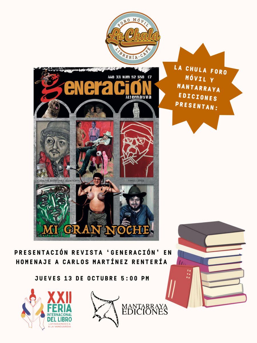 Presentación del número homenaje a Carlos Martínez Rentería “Mi Gran Noche” en La Chula Foro Móvil ubicada en una de las esquinas de la plancha del Zócalo en el marco de la #FILZocalo2022 a las 5pm. Habrá muchas sorpresas. Los esperamos!