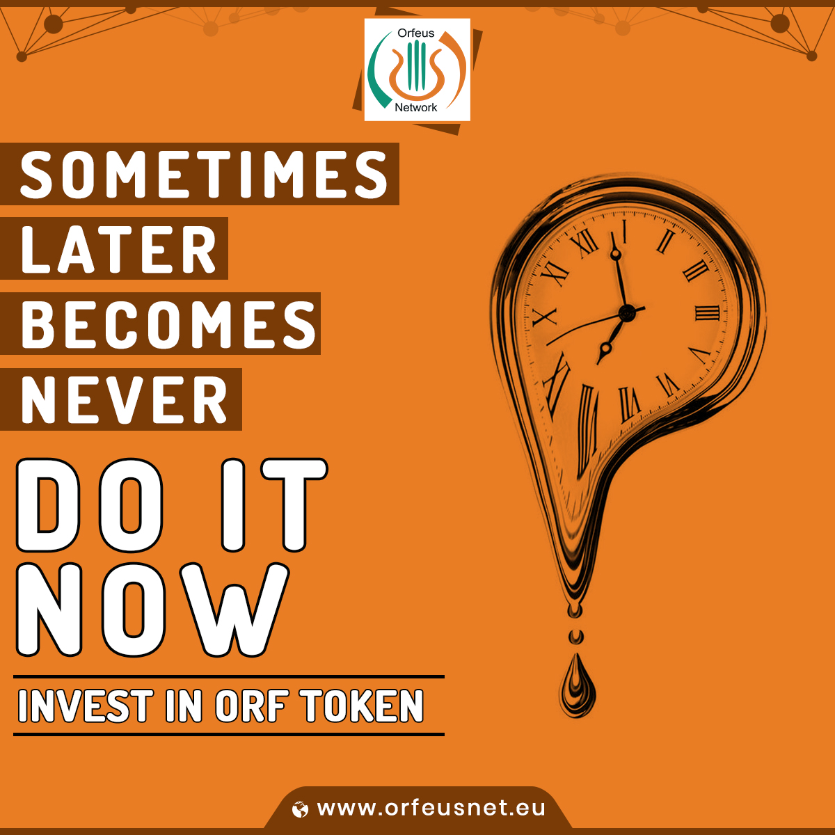 NetworkOrfeus's tweet photo. Sometimes later becomes neverβ
Do it nowβ
Invest in #ORF Token:π https://t.co/eCvXUMiThW
#orftoken #orfeusnetwork #travel #cryptotravel #cryptoinvestor https://t.co/ZuTepdD6o6