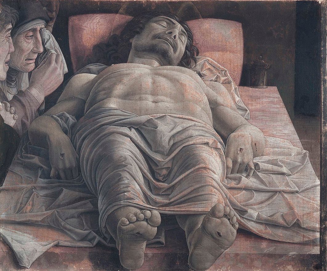 OUItalian's tweet photo. Art and cinema: 1. Andrea #Mantegna, Lamentation over the Dead Christ, ca. 1483; Pier Paolo #Pasolini, frame from the movie Mamma Roma, 1962. #ouitalian #ouinarezzo #italianart #italiancinema https://t.co/LOwMT4CD8a