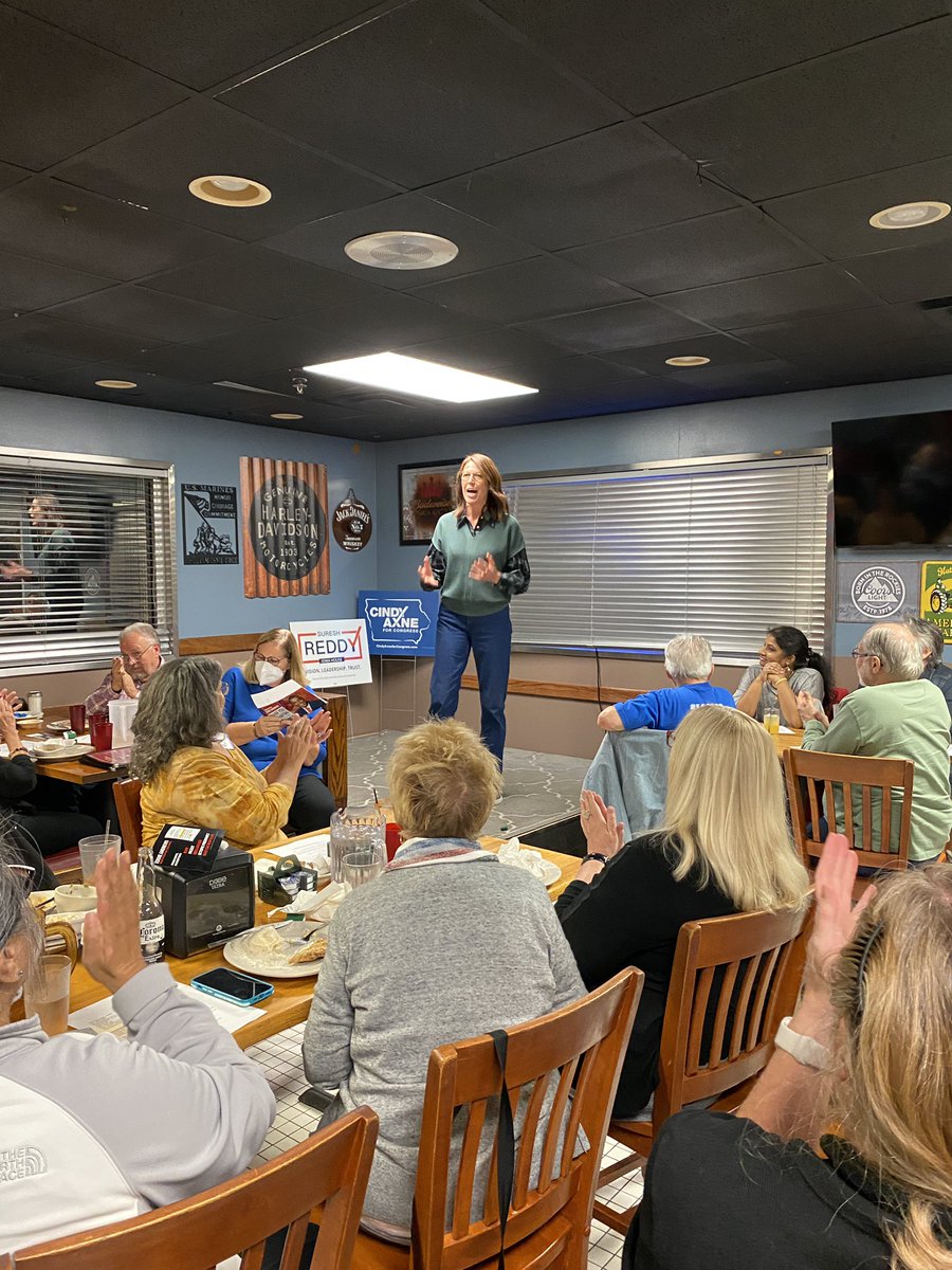 It’s always great to spend an evening with fired up voters in my district, especially when <a href="/Axne4Congress/">Cindy Axne</a> stops by. Great turnout tonight for the final push to Election Day!