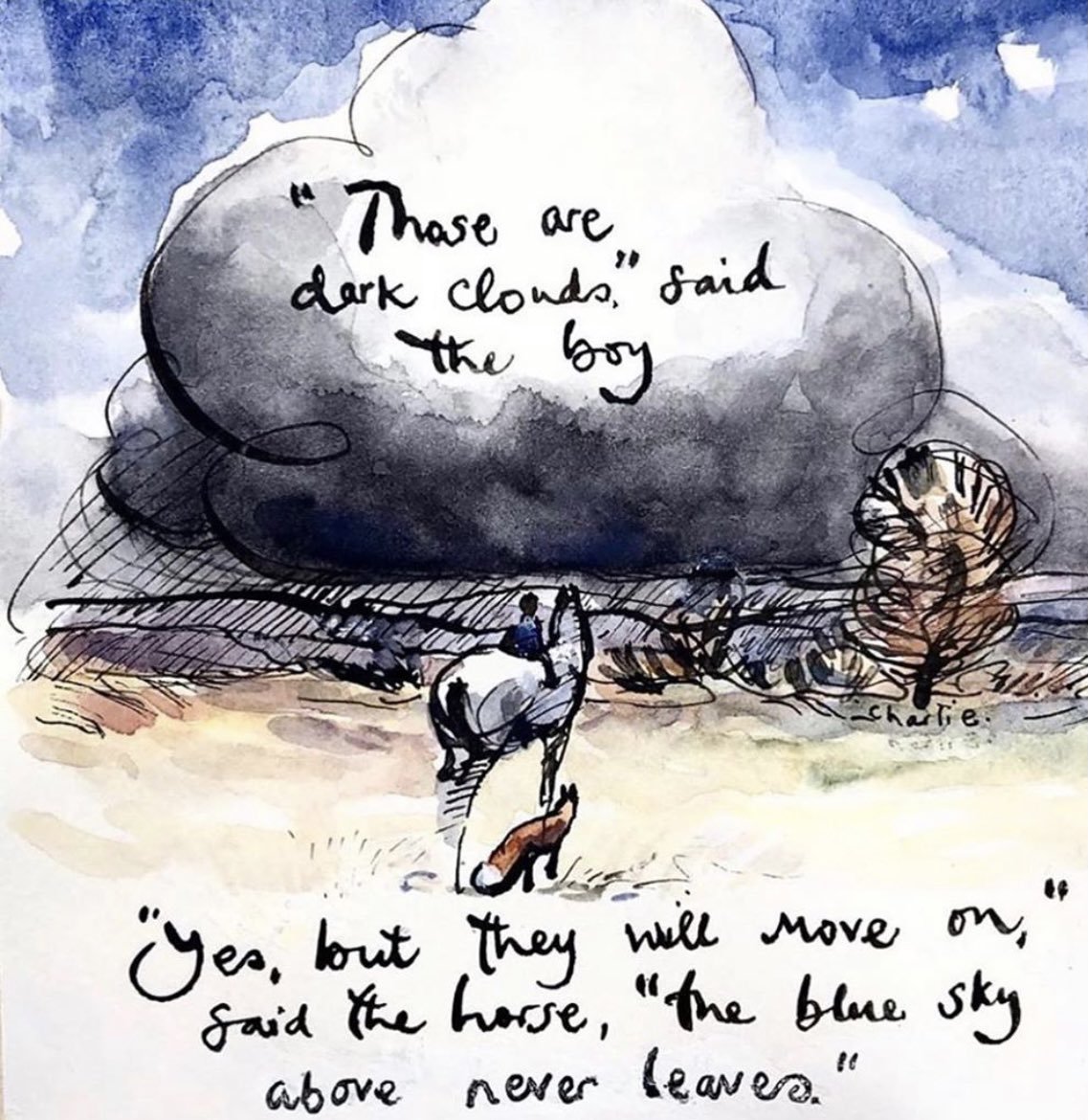Charlie29609182's tweet photo. Yesterday held one of the darkest clouds I've seen, the loss we have had is immeasurable. The blue skies mean she will always be with us, the best people always leave footprints on our hearts, she may not be here physically but she lives on in the foundations she has laid 💔 https://t.co/m2DoZ8xnxi