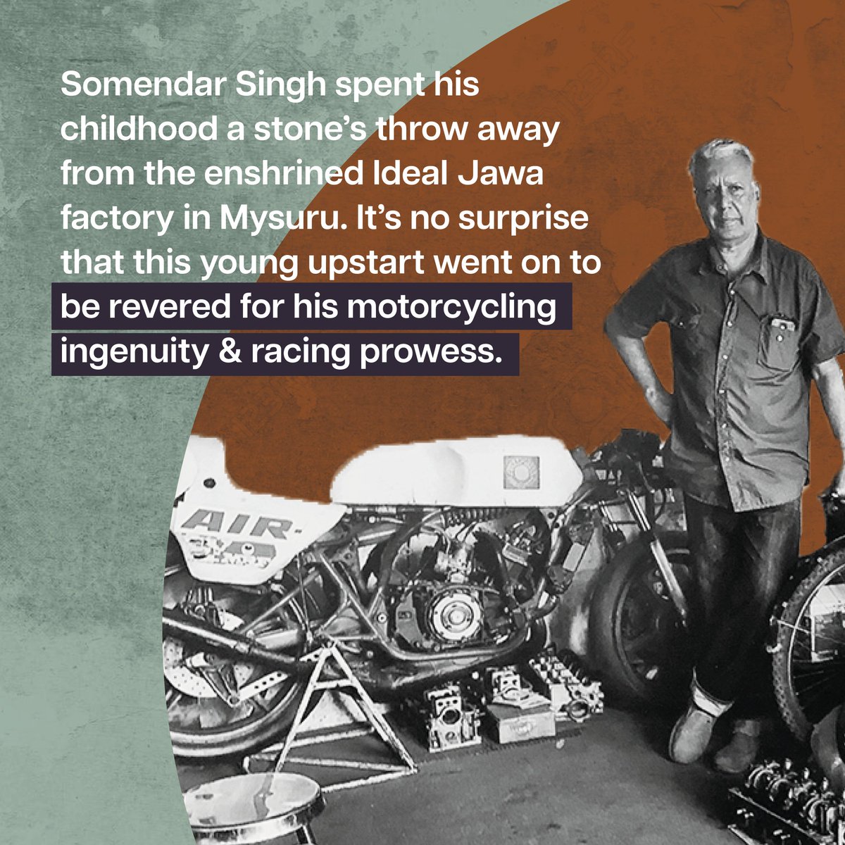 yezdiforever's tweet photo. This man hand-built a #Jawa 250, bumped up his #Yezdi to over 30 BHP and also won 3 Indian GPs.
.
Somendar Singh, his only competition was himself! Stay geared for what’s coming up next! 

#JawaYezdiMotorcycles #NotForTheSaintHearted #Classics #ClassicLegends #KnowYourLegend https://t.co/IxU4K7XeD3