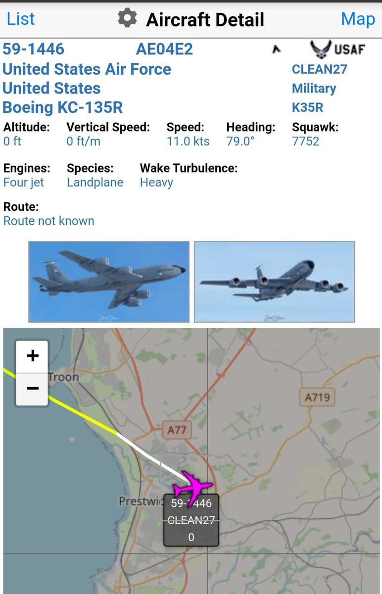 BloodyPolitics's tweet photo. 1. PIK: πΊπΈ USAF KC135R β½ #CLEAN27 59-1446 has landed on runway 12 π΄
#avgeek https://t.co/Hvbtf3uT5O