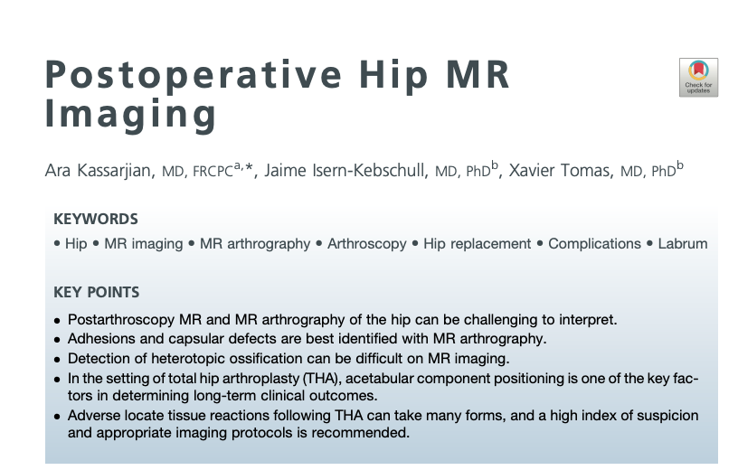 Struggling with interpreting post-op hip MRIs? Me too!! They can be tricky....so @gadolinio61 @IsernKebschull and I put this together. We hope it helps. sciencedirect.com/science/articl… #hip #FAIS #MSKMRI #sportsmedicine