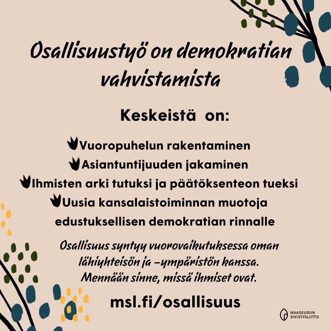 @Kuntaliitto demokratiapäivän teemana on tulevaisuuden demokratia. Tulevaisuuden kuntia ovat ne, jotka saavat ihmiset mukaan. Jo 2 vuotta #osallisuuskahvit on kerännyt viranhaltijoita, luottamushenkilöitä, kehittäjiä ja tutkijoita osallistumaan. Tutustu ow.ly/i6IX50L7XrS