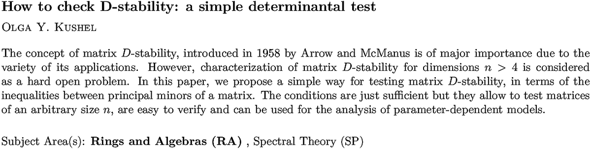 arxiv.org/abs/2210.05711…
O Y Kushel
How to check D-stability: a simple determinantal test