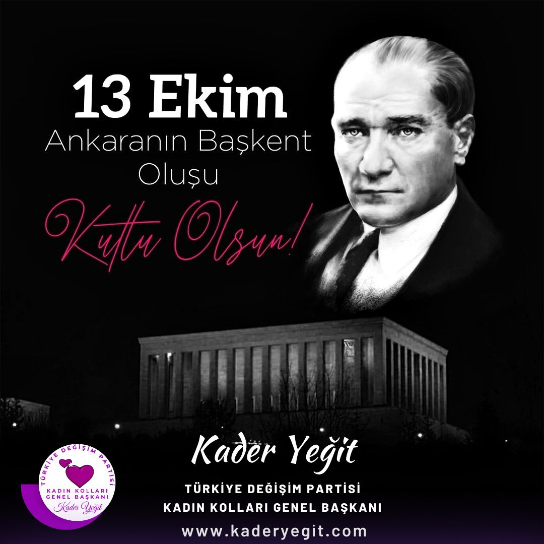 13 Ekim 1923 tarihinde Türkiye Büyük Millet Meclisi tarafından başkent olarak kabul edilen Ankara'nın başkent oluşunun 99. yıl dönümü kutlu olsun..

<a href="/M_Sarigul/">Mustafa Sarıgül</a> 
@TDP_turkiye 
<a href="/TeomanMutlu/">Teoman MUTLU</a> 
#13Ekim1923
#AnkaranınBaskentOlusu
