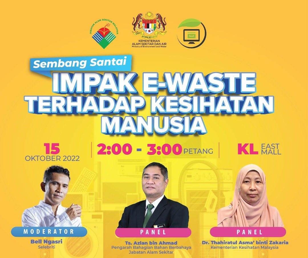 Jom beramai-ramai ke ‘Karnival Jom E-waste 2022’! 

Tarikh: 15 &amp; 16 Oktober
Masa: 10AM - 6PM
Tempat: Concourse area, Aras G1, KL East Mall

#KarnivalJomEwaste #KLEastMall #PengumpulanEwaste #Ewaste #JabatanAlamSekitar #KementerianAlamSekitarDanAir #AlamSekitarTanggungjawabBersama