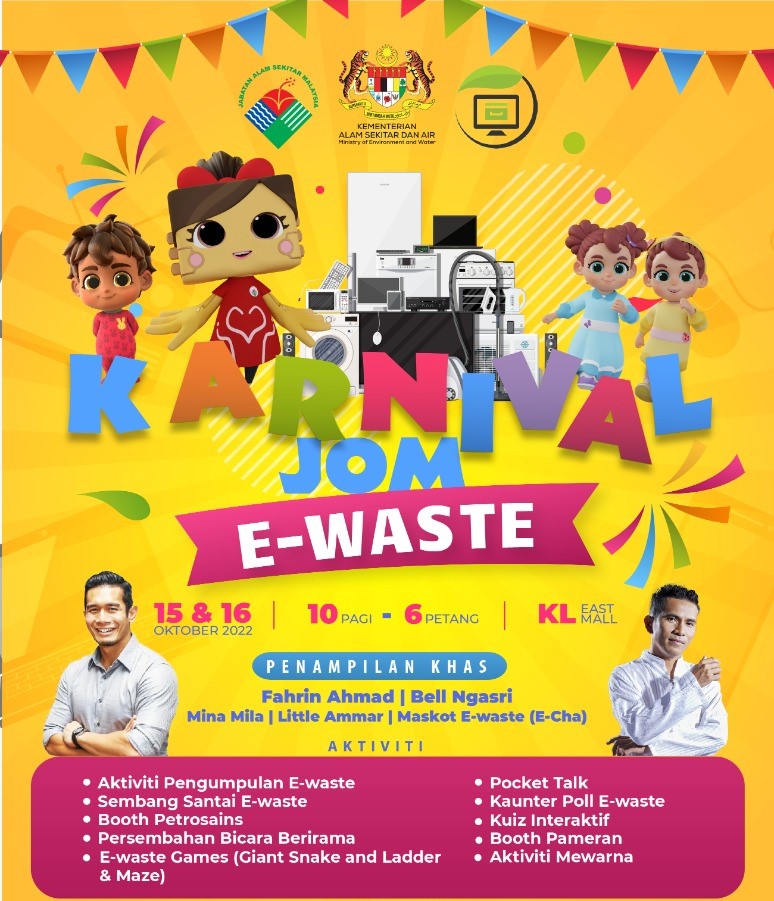 astrokasih's tweet photo. Jom beramai-ramai ke ‘Karnival Jom E-waste 2022’! 

Tarikh: 15 &amp; 16 Oktober
Masa: 10AM - 6PM
Tempat: Concourse area, Aras G1, KL East Mall

#KarnivalJomEwaste #KLEastMall #PengumpulanEwaste #Ewaste #JabatanAlamSekitar #KementerianAlamSekitarDanAir #AlamSekitarTanggungjawabBersama https://t.co/o30FxFX5ES