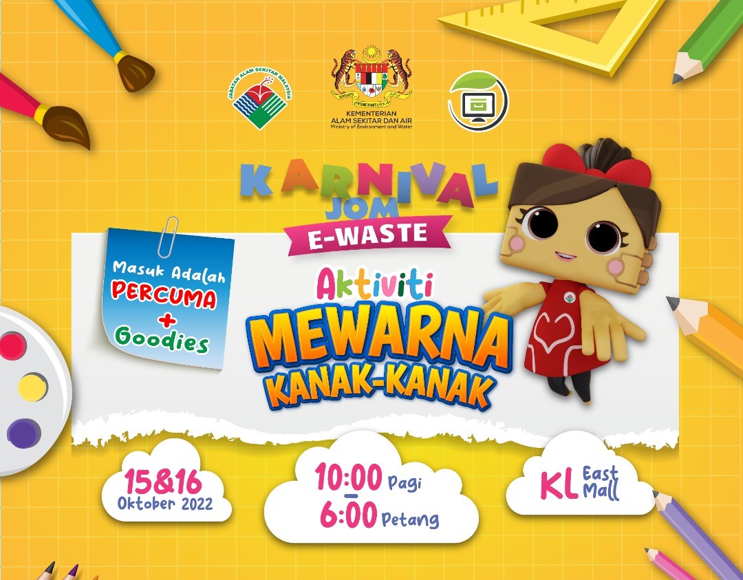 astrokasih's tweet photo. Jom beramai-ramai ke ‘Karnival Jom E-waste 2022’! 

Tarikh: 15 &amp; 16 Oktober
Masa: 10AM - 6PM
Tempat: Concourse area, Aras G1, KL East Mall

#KarnivalJomEwaste #KLEastMall #PengumpulanEwaste #Ewaste #JabatanAlamSekitar #KementerianAlamSekitarDanAir #AlamSekitarTanggungjawabBersama https://t.co/o30FxFX5ES
