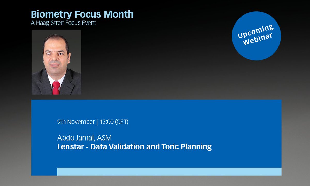 HSDiagnostics's tweet photo. Watch Abdo Jamal’s webinar during this year’s Biometry Focus Month and learn more about the Lenstar biometer. Abdo’s webinar will be held on November 9th, 2022. Register at https://t.co/2WT8HWpV6n
#haagstreit #Biometryfocusmonth #biometry #lenstar #biometer #ophthalmology https://t.co/ubsoSe391R