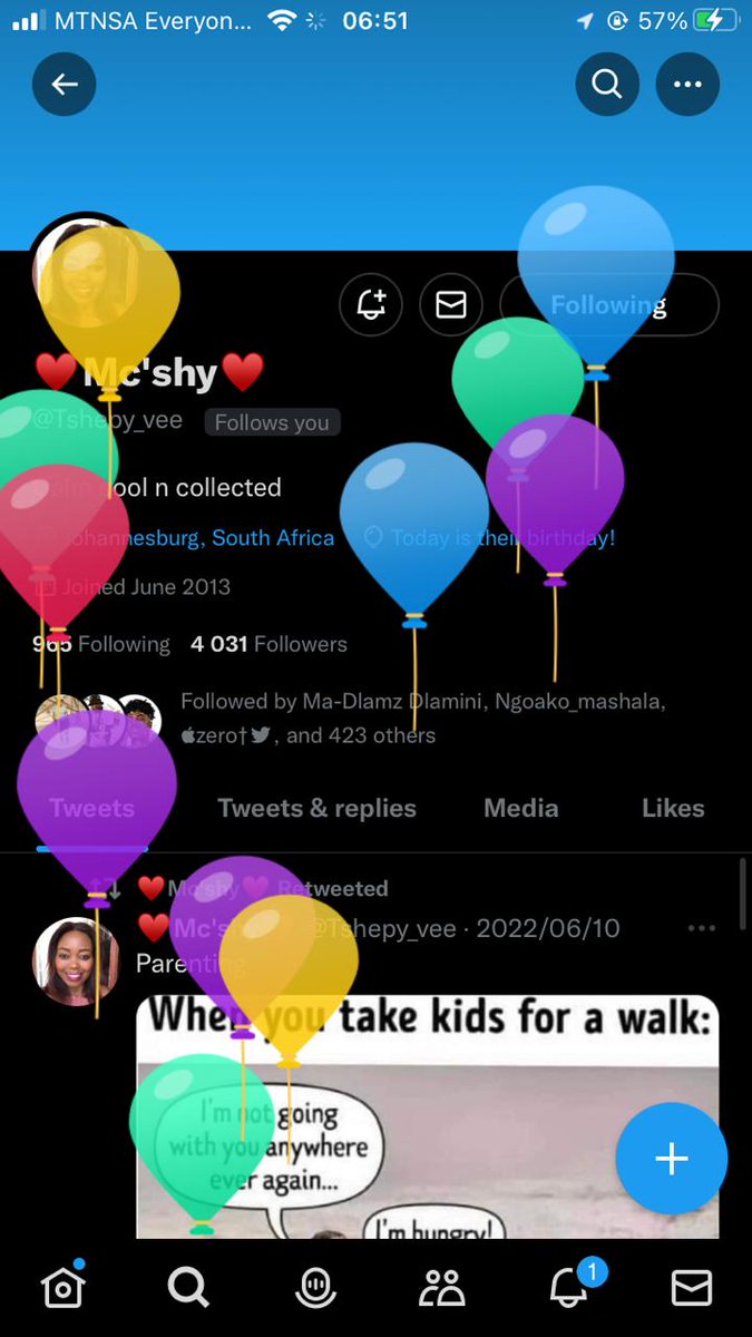 Tshepy_vee's tweet photo. I got the balloons....it’s +1 to me today 🎉 https://t.co/0VSmAhJyiu