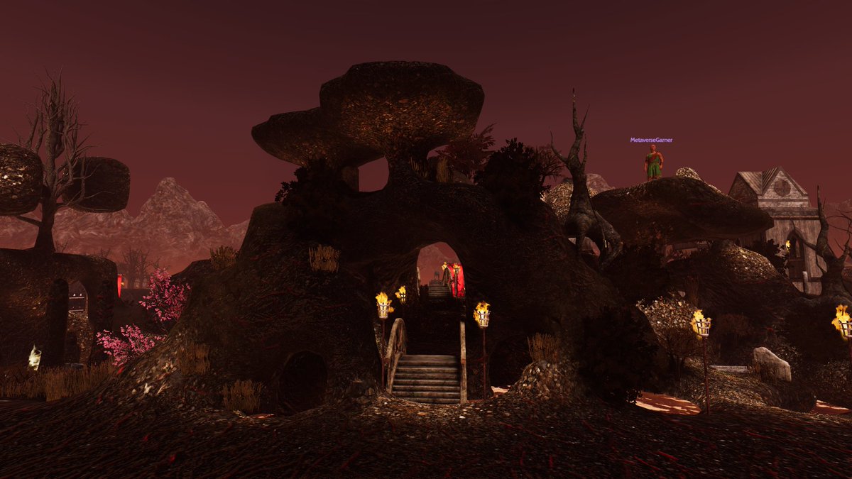 WVulcanite's tweet photo. The WiLD Mushroom-Hill 

Located to the West, at the bottom of the #Volcano Landmark in #Hades @VulcanVerse

Visit, if you need a quick hiding spot from the monsters, roaming the realms of the Underworld!

Feel free to explore, but stay clear of the Prisoner in the Cell!

$PYR https://t.co/QCs2CauQVo