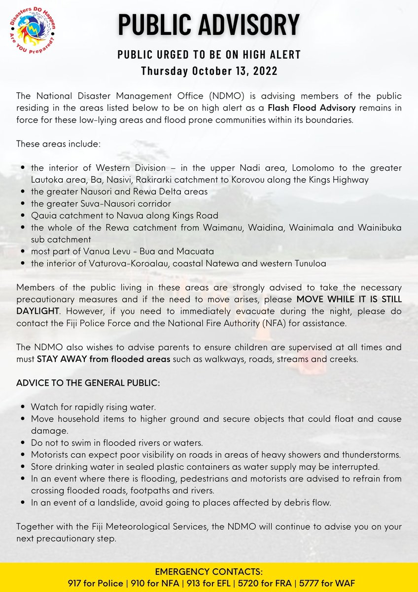 📢PUBLIC ADVISORY 

🚨FLASH FLOOD🚨

➡️Members of the public urged to be on high alert🚨
📢PLEASE adhere to advisories issued by authorities‼️
➡️STAY AWAY from flooded areas

Read more ⬇️